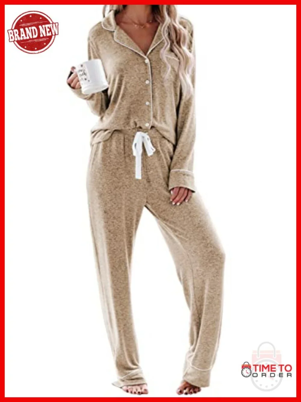 Women's Long Sleeve Button Down Pajama Sets Soft Modal Jersey Lounge Set